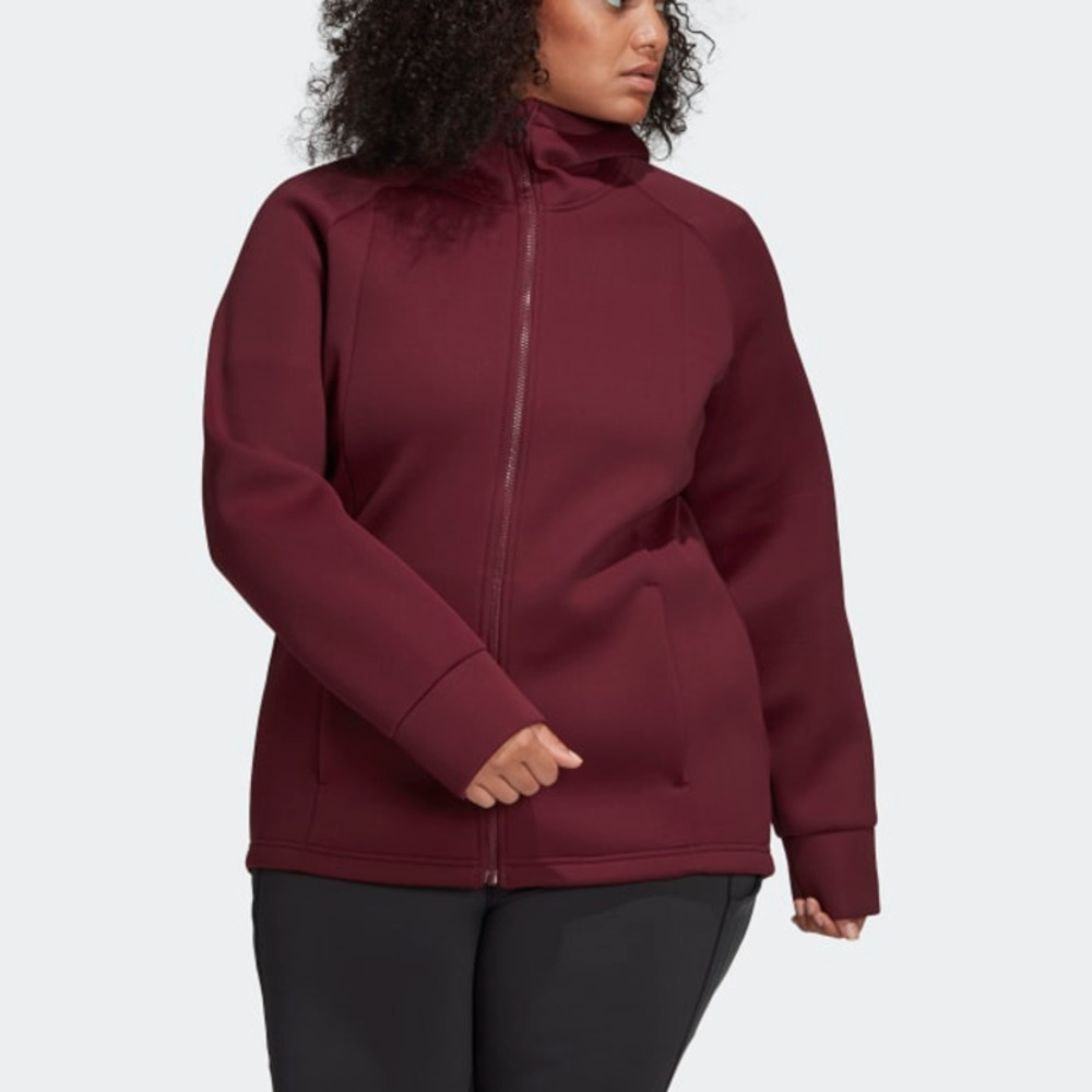 Adidas x Universal Standard Women's Performance Hoodie Sz 2X Maroon Full Zip NWT